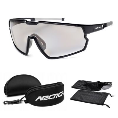 Arctica UV400 Schwarze photochrome polarisierte Sonnenbrille + Etui - S-333FP