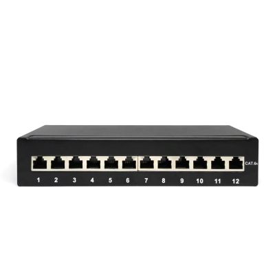 5. Digitus Desktop-Patchpanel 12x RJ45, LSA-Level, Cat.6A, geschirmt, schwarz, Kabelführung