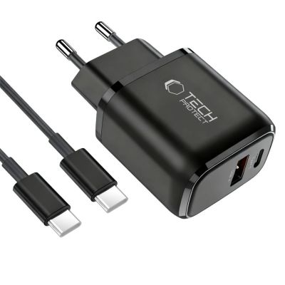 2. Tech-Protect NCA45W-GAN 2-Port 45W Wandladegerät mit USB-C-Kabel – Schwarz