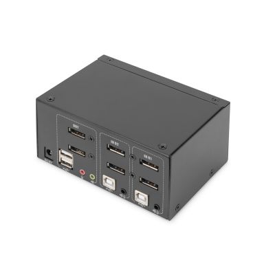 4. KVM-Switch, 2 Ports, 4K 60Hz, 4x DP IN, 2x DP OUT, 2x USB A, 2x Audio IN & OUT