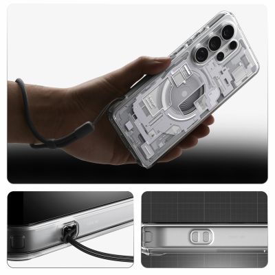 19. Spigen Ultra Hybrid Mag MagSafe Hülle für Samsung Galaxy S26 Ultra Zero One – Transparent und Weiß