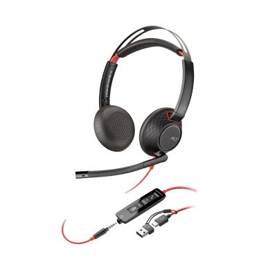 81. Poly Blackwire 5220 Stereo-Kopfhörer USB-C Headset + 3,5-mm-Klinkenstecker + USB-C/A-Adapter 8X231AA