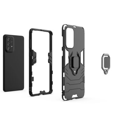 2. Ring Armor Tough Hybrid Case Cover + Magnethalter für Samsung Galaxy A73 schwarz