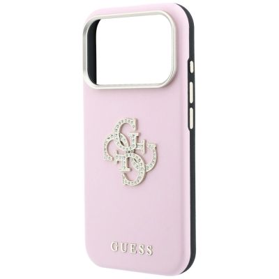 6. Guess Smooth & Big Strass Logo Hülle für iPhone 18 Pro / 17 Pro - Pink