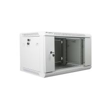 Lanberg WF01-6406-10S einteiliger abschließbarer Schrank (6 HE; 368 mm / 600 mm / 450 mm; Wandmontage; Glas; 19 Zoll; grau)