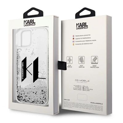 8. Karl Lagerfeld Liquid Glitter Big KL Hülle für iPhone 14 - Silber