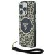 Guess HC IML Leopard Triangle Cord Strap MagSafe Case für iPhone 16 Pro - Braun