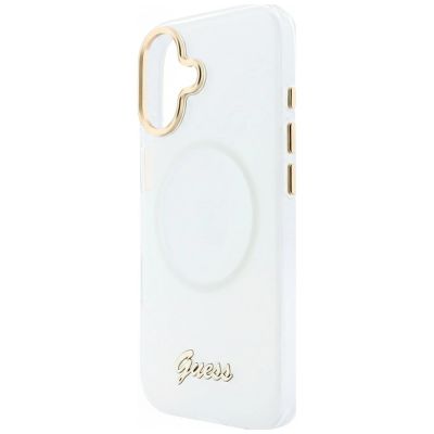 6. Guess IML Gradient Script Metal MagSafe Hülle für iPhone 17 - Weiß