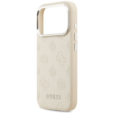 6. Guess Peony Hot Stamp Script MagSafe Hülle für iPhone 17 Pro - Beige