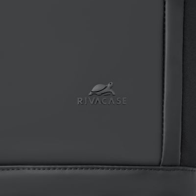21. Rivacase Eden City Rucksack, Schwarz, Polyester, gewachstes Leder (Pull-Up)