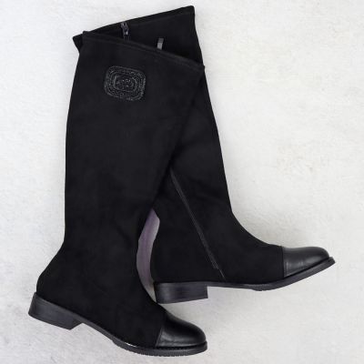 2. Schwarze Damen-Wildlederstiefel M.Daszyński MR2251-19