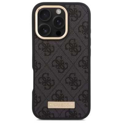 3. Guess 4G Logo Plate MagSafe-Hülle für iPhone 16 Pro – Schwarz