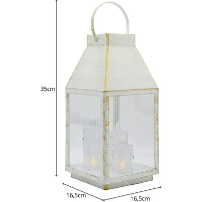 4. Adventslaterne Roraty LED-Laterne 35 cm 3 Kerzen Weiß