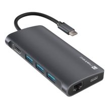 Multiport-Adapter Natec Fowler 2 V2 USB-C 8-in-1-Hub -> 3x USB 3.0, HDMI 4K, USB-C, RJ45, SD, Micro-SD