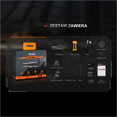 15. Fenix Tactical LED-Pistolentaschenlampe 1200lm 210m USB-C - GL19R