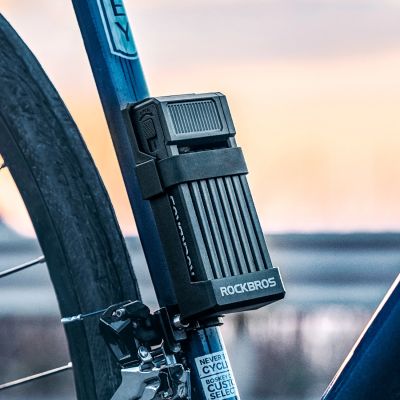 3. Rockbros LKXR2010 Faltbares Fahrradschloss mit Schlüssel – Schwarz