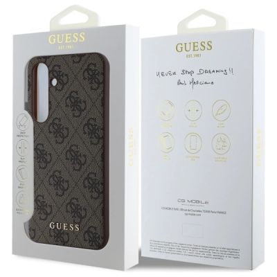 8. Guess GUHCS24FEG4GFBR S24 FE S721 braun/braunes Hardcase 4G Metall Gold Logo