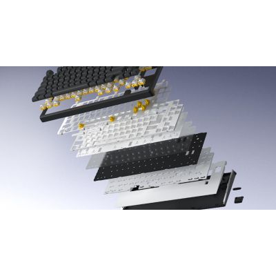 11. HATOR Skyfall Pro Wireless 65 Gaming-Tastatur USB + RF Wireless + Bluetooth QWERTZ US Englisch Schwarz, Grau