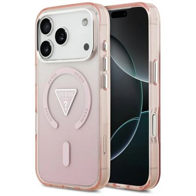 Guess IML Gradient Triangle Logo MagSafe Hülle für iPhone 17 Pro - Pink