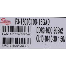 G.SKILL ARES DDR3 2x8GB 1600MHz CL10 XMP LOW PROFILE F3-1600C10D-16GAO