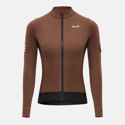 2. Rockbros YDWT006 TVI Damen-Radtrikot, isoliert, Herbst/Winter, Größe S – Braun