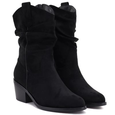9. Damen-Ankle-Boots, Rüschen-Cowboystiefel, schwarz, Vinceza HX27-16536