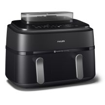 Philips Fritteuse der Serie 5000 NA551/00, Doppelfritteuse, 9 l, autonom, 2750 W, Heißluftfritteuse, Schwarz/Silber