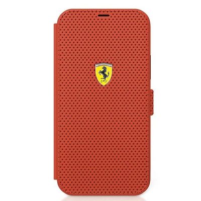 4. Ferrari FESPEFLBKP12SRE iPhone 12 mini 5.4" rot/rotes Buch On Track Perforated