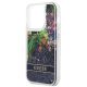 6. Guess Flower Liquid Glitter Hülle für iPhone 14 Pro Max – Blau