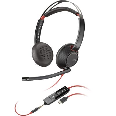 99. Poly Blackwire 5220 Stereo-Kopfhörer USB-C Headset + 3,5-mm-Klinkenstecker + USB-C/A-Adapter 8X231AA