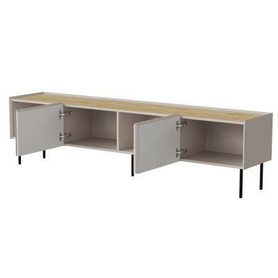2. FELLINI TV-Schrank 200x40x52 cm, Kaschmir + geölte Eichenplatte