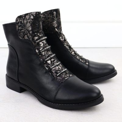 3. Damen-Stiefeletten mit Blumenmuster, schwarz, Jezzi ASA62-16
