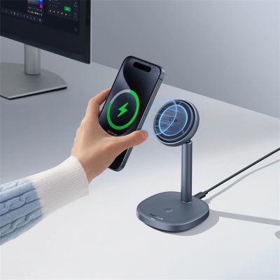 8. Baseus Orbit 2 Pro MagSafe Qi2 20W 2 in 1 Induktives Ladegerät mit Kühlung - Grau