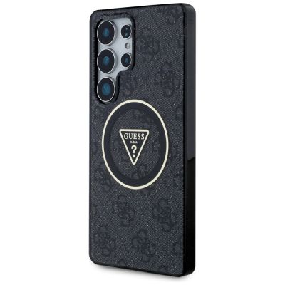 2. Guess 4G Glitter Triangle Buttons MagSafe Hülle für Samsung Galaxy S25 Ultra Schwarz