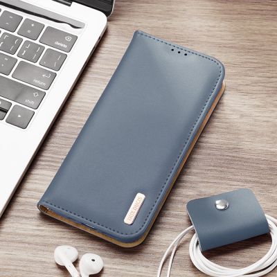9. Dux Ducis Hivo Leather Flip Cover Echtleder Geldbörse für Karten und Dokumente Samsung Galaxy S22+ (S22 Plus) Blau