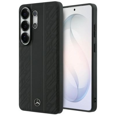 MagSafe-Hülle mit Mercedes Lorbeerblatt-Motiv und vertikalen Streifen für Samsung Galaxy S26 Ultra – Schwarz