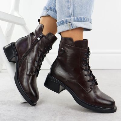 5. Braune Damen-Lederboots im Worker-Stil Filippo DBT7369