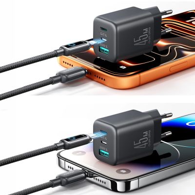 10. Joyroom JR-TO1 GaN 45 USB-C Lightning USB-A Wandladegerät – Schwarz