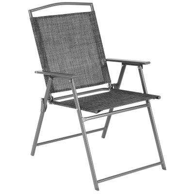 10. Gartenmöbel-Set: Tisch, 4 Stühle und grauer Sonnenschirm