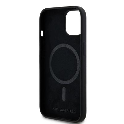 7. Karl Lagerfeld Silikon Karl&Choupette MagSafe Hülle für iPhone 15 Plus / 14 Plus – Schwarz
