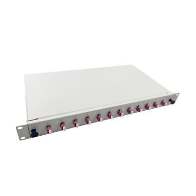 3. Helos Glasfaser-Spleißbox 19" 12 x LC Duplex OM4, spleißfertig, Grau