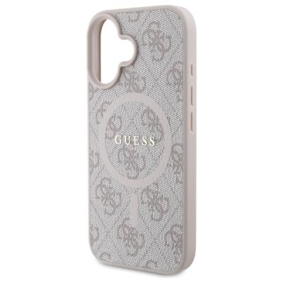 6. Guess 4G Ring Classic Logo MagSafe-Hülle für iPhone 16 – Rosa