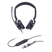 Yealink UH46 Dual UC USB-C/A Headset mit Kabel und Kopfbügel, geeignet für Büro/Callcenter, USB Typ-C / USB Typ-A, Schwarz