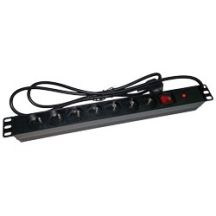 Alantec 19"-Steckdosenleiste 230 V – 7 Steckdosen (Typ E – CEE 7/5), mit LED-Schalter, Überlastschutz, 1,8 m CEE 7/7-Kabel (PZ071U)