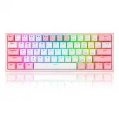 REDRAGON K616 Fizz Pro Tastatur, weiß/rosa, USB + Funk + Bluetooth, Rosa, Weiß