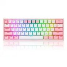 REDRAGON K616 Fizz Pro Tastatur, weiß/rosa, USB + Funk + Bluetooth, Rosa, Weiß