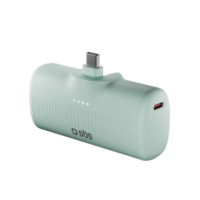 SBS EcoPower 5000 mAh 10W Powerbank mit integriertem USB-C-Anschluss - Grün