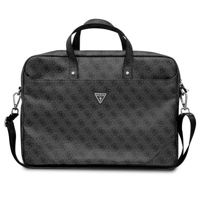 Guess Saffiano 4G Triangle Logo Tasche für einen 16'' Laptop – Schwarz