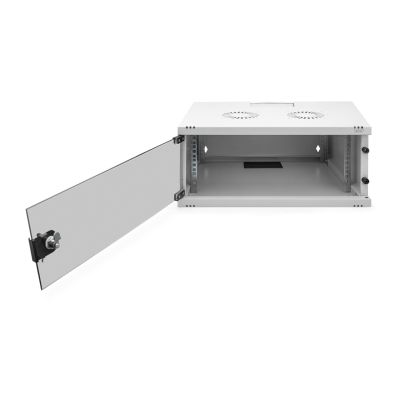 58. 19-Zoll-4HE-Wandnetzwerkschrank, SOHO 241 x 540 x 400 mm, Glastür, grau, unmontiert, 60 kg