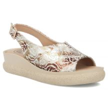 Damen-Keilsandalen aus Leder, goldfarben, Filippo DS7581